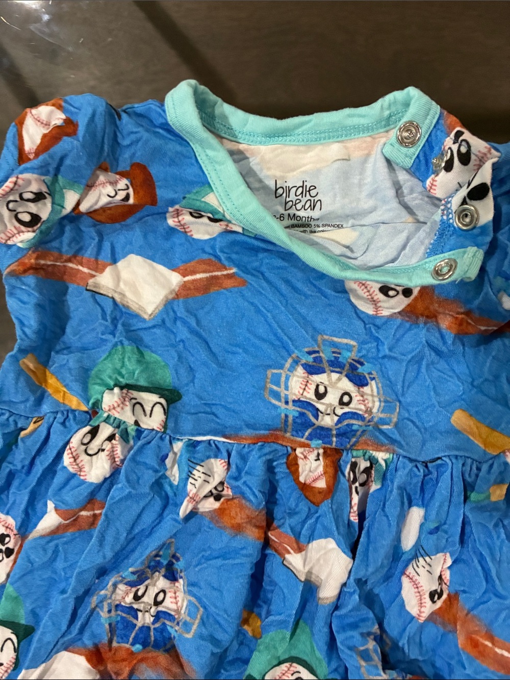 birdie bean Blue Baseball Print One-Piece for Kids